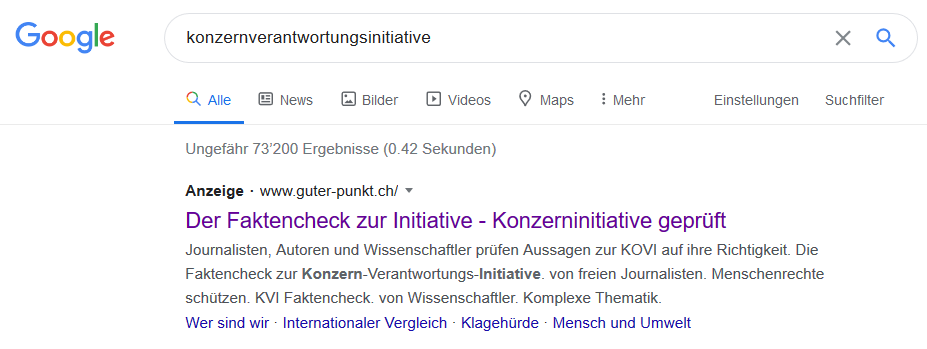 Guter Punkt Werbung auf Google-Suche.